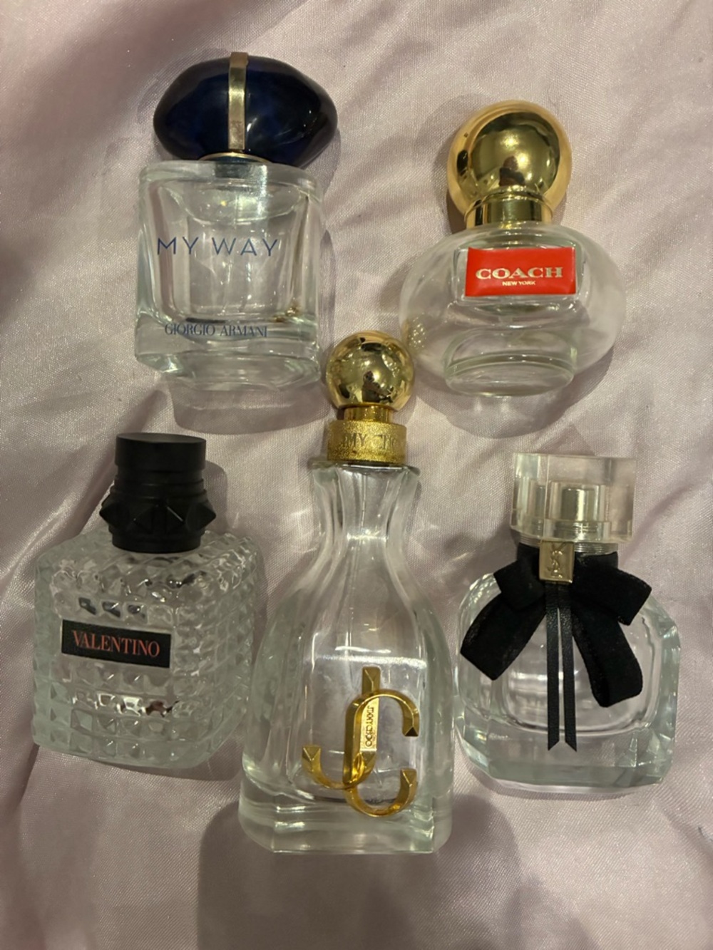 Designer Mixed Perfume Bottle Set - Clear Glass with Gold & Black Accents